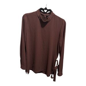 Zara Brown Long Sleeve Tie Front Blouse